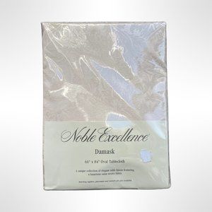 Noble Excellence Damask Oval Tablecloth 66" x 84" Dead Stock Unused